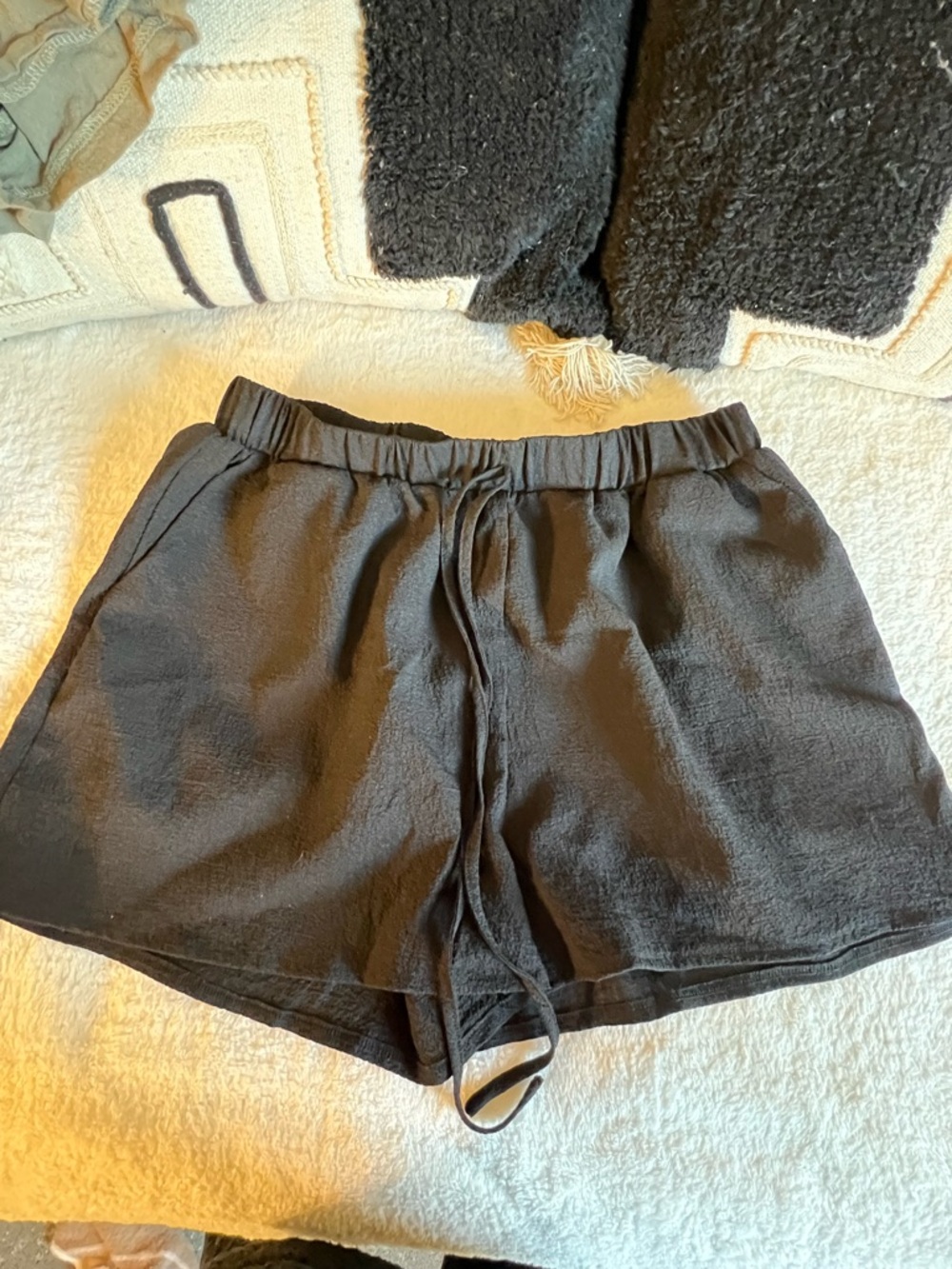 Women’s Elastic Waist Shorts - Black and Olive - Picture 2 of 7